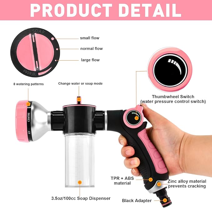 Dog Shower Attachment with 6.6FT Shower Hose, 8 Sprayer Modes Dog Washing Hose - Image 7