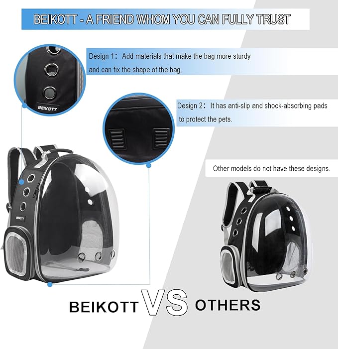 Cat Backpack Carrier, Pet Backpack, Breathable Cat Dog Space Capsule Backpack - Image 3