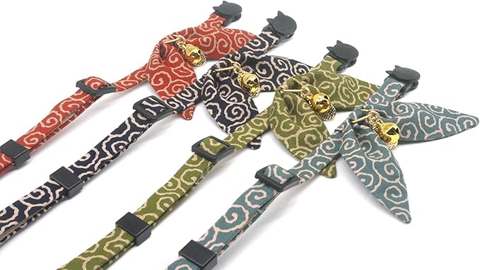 Bunny Ears Cat Collar, Japan Lucky ‘開三運’ Charm. Safety Breakaway Bowtie Kitten - Image 4