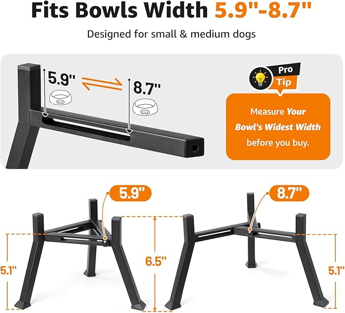 LOOBANI Raised Dog Bowl Stand: Adjustable Width Elevated Dog Bowl Stand Water - Image 5