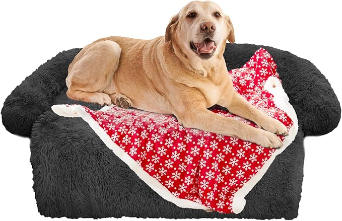 GGIB Calming Dog Bed Christmas Throw Blanket Fluffy Plush Dog Mat Furniture by GGIB