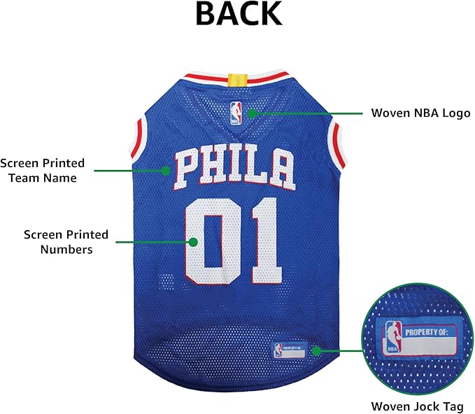 Pets First NBA PHILADELPHIA 76ERS DOG Jersey, Medium - Image 7