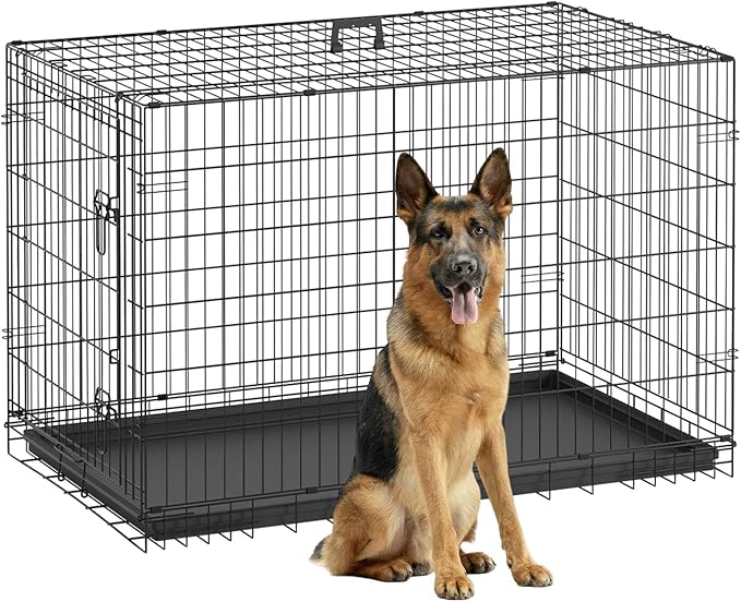 FDW Dog Crate 48-Inch Dog Cage Foldable Metal Kennel by FDW