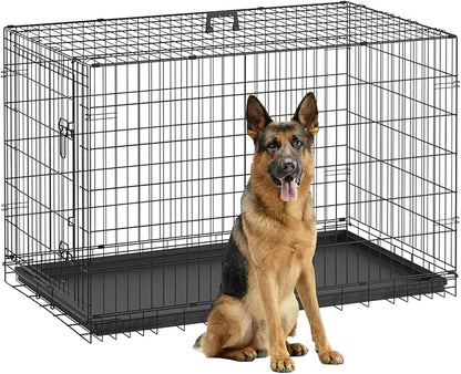 FDW Dog Crate 48-Inch Dog Cage Foldable Metal Kennel by FDW