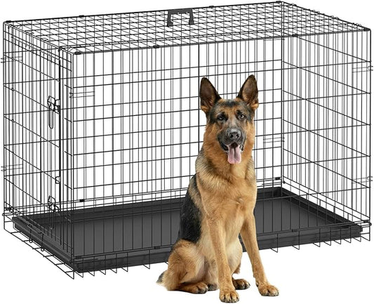 FDW Dog Crate 48-Inch Dog Cage Foldable Metal Kennel by FDW