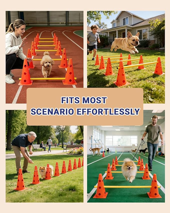 Dog Agility Course Backyard Set, Dog Agility Hurdle Cone Set - Image 6