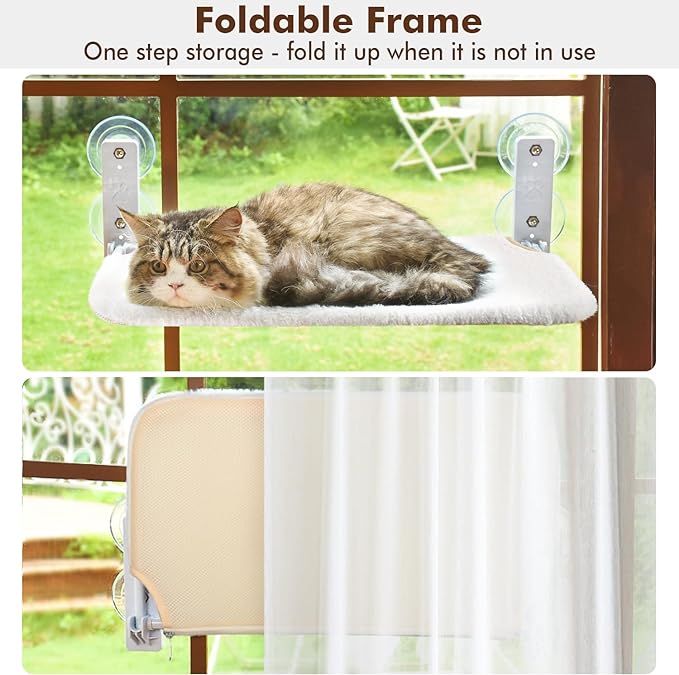 AMOSIJOY Cordless Cat Window Perch, Cat Hammock - Image 3