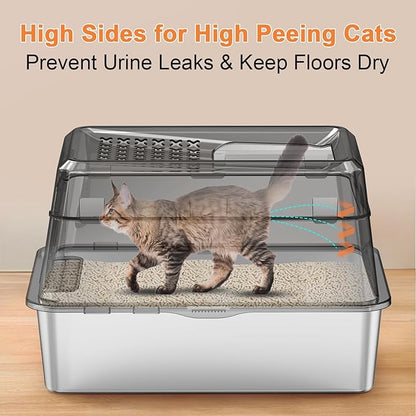 URPOWER Stainless Steel Cat Litter Box - Image 3