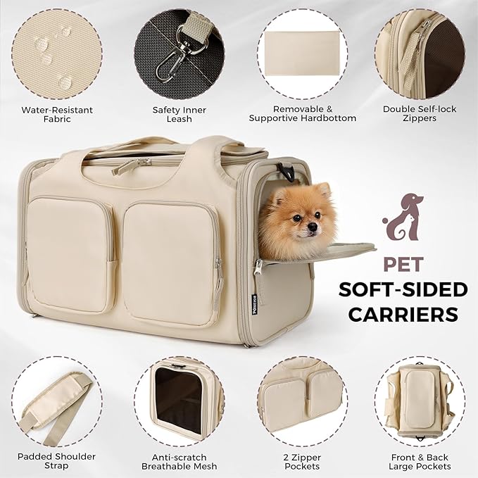 Dog, Cat Carrier for Pets Up to 12 Lbs, Airline Approved Collapsible Soft-Sided - Image 5