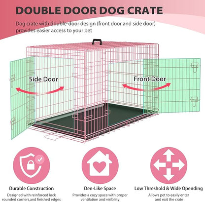 BestPet | Dog Crate | 36" | Pink | Foldable Metal Kennel - Image 3