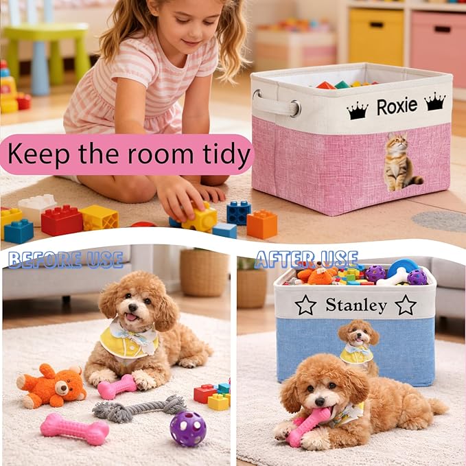 Personalized Dog Cat Toy Basket - Image 4