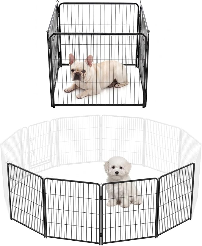 DUMOS Dog Playpen Indoor, Metal 24 Inch 4 Panels Foldable Pet Fence by DumosLifestyle