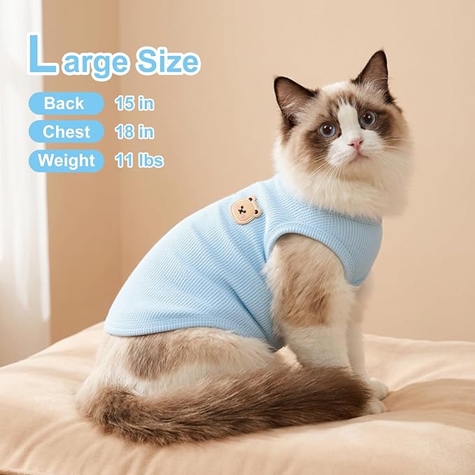 Waffle Knit Cat & Dog T Shirt for Small Dogs, Stretchable Puppy Shirt for - Image 5