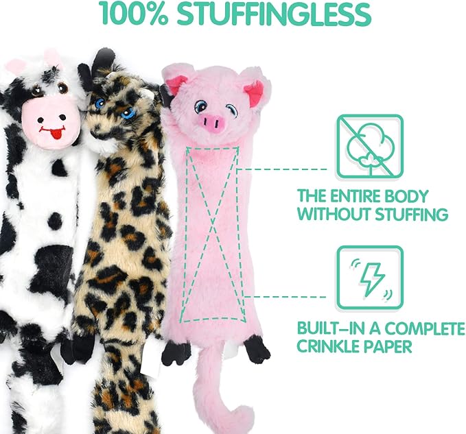 SHARLOVY Dog Squeaky Toys No Stuffing, 3 Pack Crinkle Dog Toys - Image 4