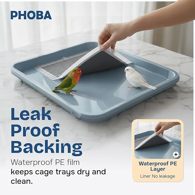 PHOBA Bamboo Charcoal Bird Cage Liners, Bamboo Charcoal Odor Control Papers - Image 3