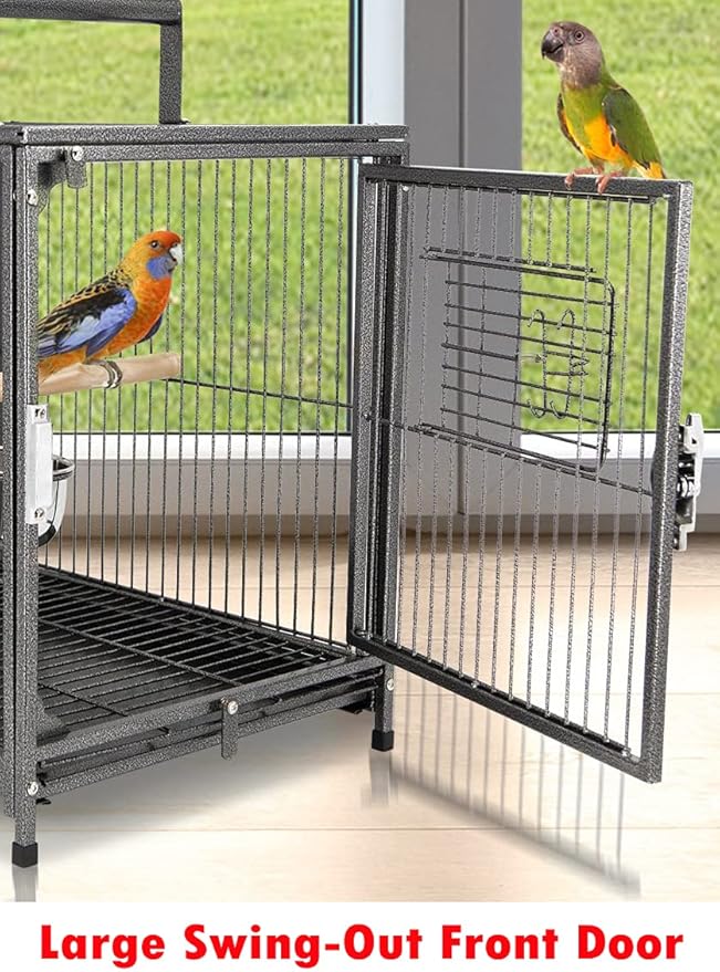 Deluxe Portable Wrought Iron Bird Travel Parrot Vet Carrier Cage Prevent Beaks - Image 3