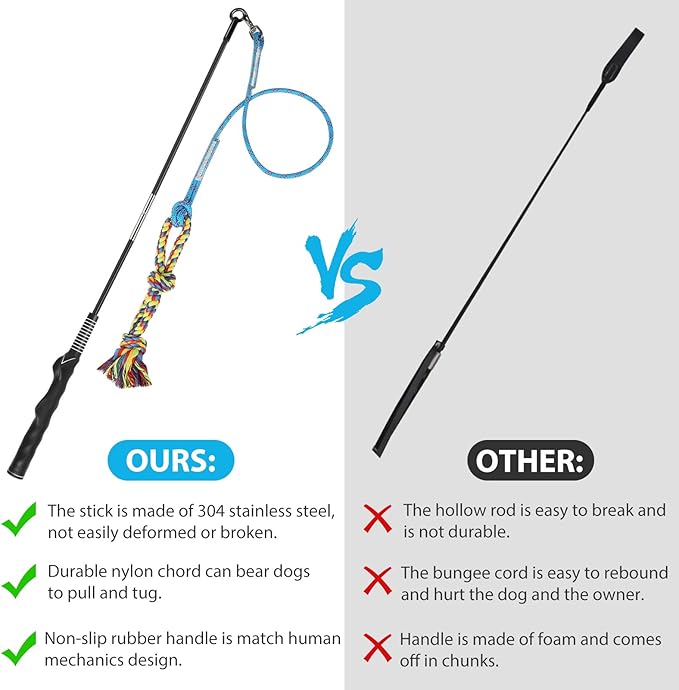 DIBBATU Flirt Pole for Dogs Interactive Dog Toys for Large Medium Small Dogs - Image 4