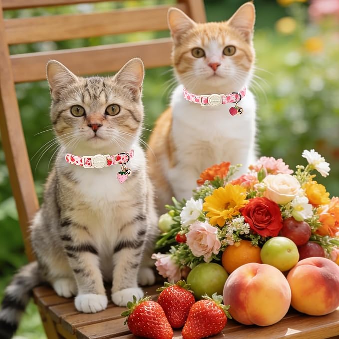 2 Pack Pink Strawberry Cat Collars Breakaway - Image 5