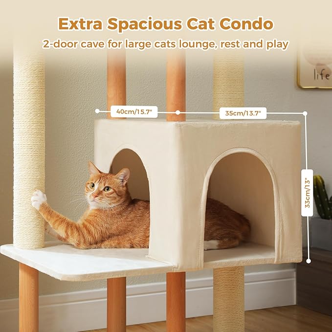 PAWZ Road Large Cat Tree, 53 Inches Modern Wooden Cat Tower - Image 3