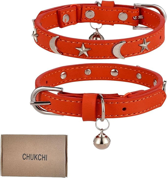 CHUKCHI Leather Cat Collars for Boy Girl Cats by CHUKCHI