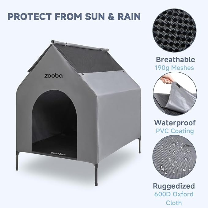 Zooba 29" 2-in-1 Dog House for Medium Dogs, Elevted Dog House Outdoor/Indoor - Image 8