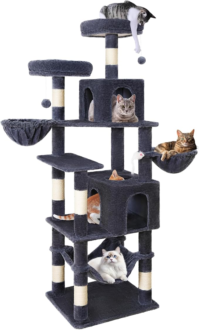 AMHANCIBLE 70 Inch Cat Tree for Large Cats, Tall Heavy Duty Kitty Playhouse - Image 8