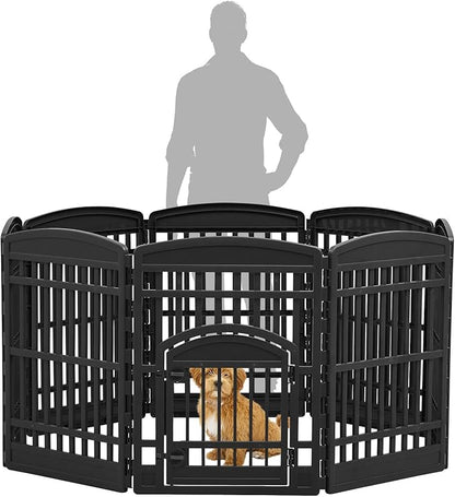 IRIS USA Dog Playpen with Door, 34” 8 Panel Pet Exercise Pen – Indoor Outdoor - Image 4