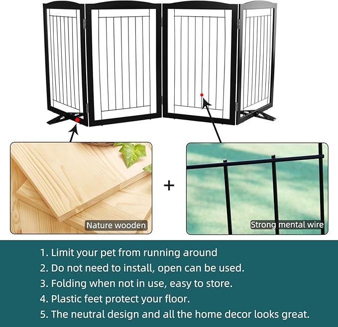 ZJSF Freestanding Dog Fence Indoor, Foldable Dog Gate - Image 6