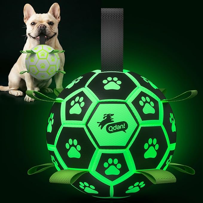 QDAN Glow in The Dark Dog Toys Soccer Ball by QDAN