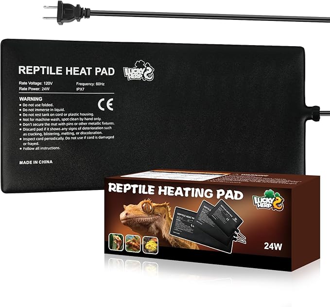 LUCKY HERP Reptile Heat Pad 8x18 Inch 24W Under Tank Terrarium Heating Mat by LUCKYHERP