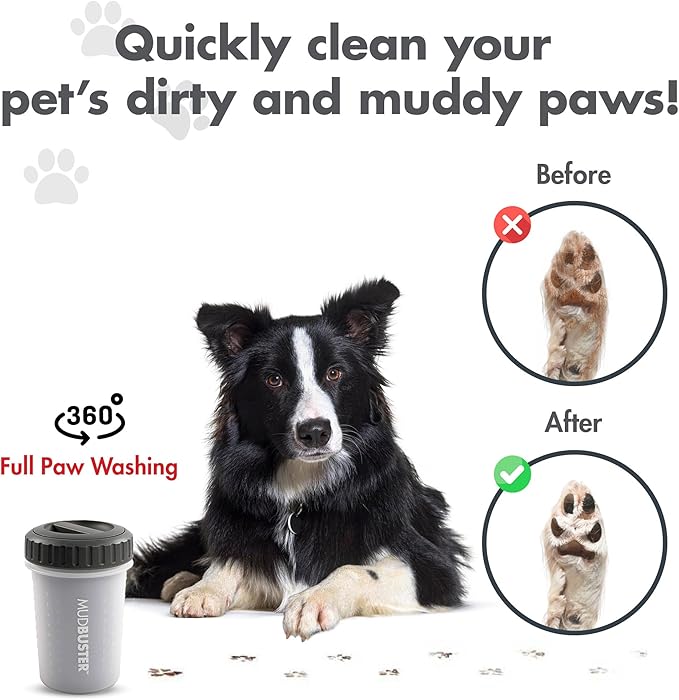 Dexas Lidded MudBuster Medium Dog Paw Cleaner, Light Gray, Fits 1.5"-2.5" Wide - Image 4