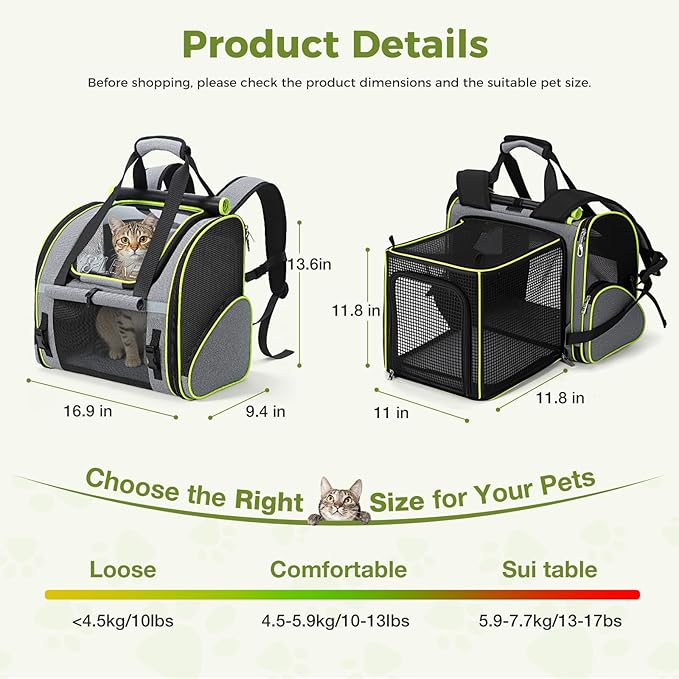 Lekereise Widened Pet Backpack Travel, Wide Pet Carrier Backpack - Image 2