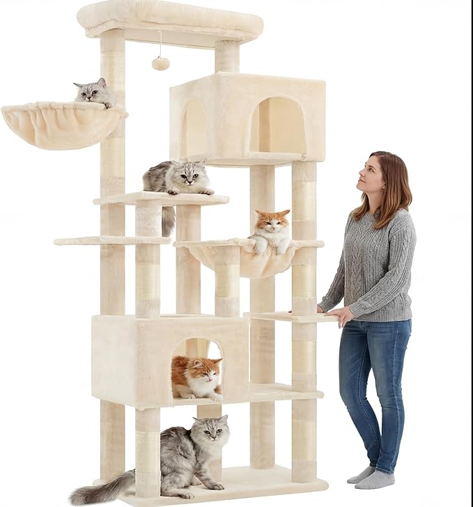 Heybly Cat Tree, 76-Inch Tall Heavy Duty Cat Tower - Image 8