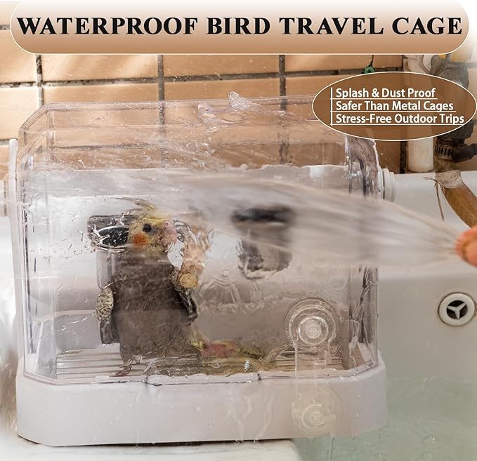 Bird Travel Cage, 10×6.7×8.3 Inches Waterproof & Sturdy Pet Carrier - Image 5