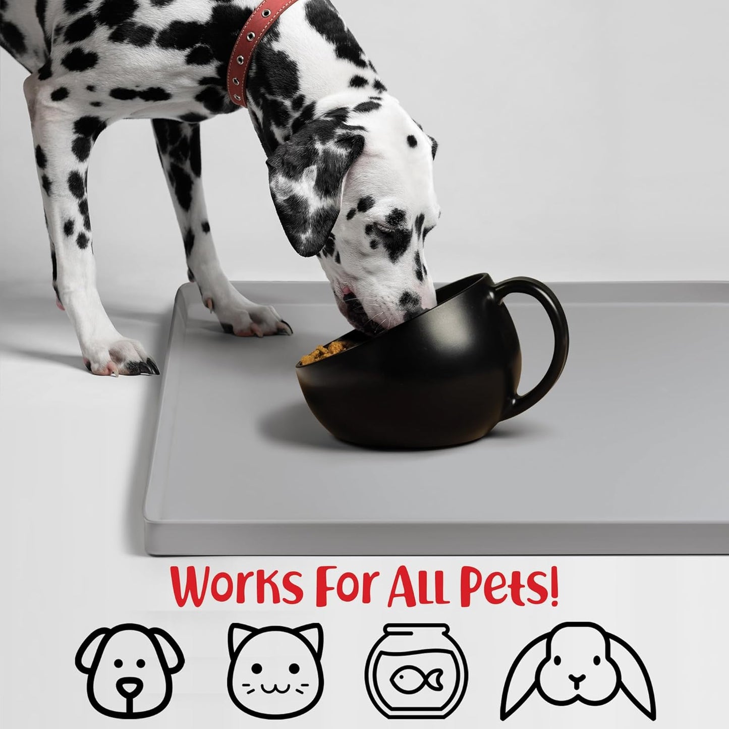 DogBuddy Dog Food Mat – Waterproof Dog Bowl Mat for Food and Water, Silicone Pet Feeding Mats for Floors, Non-Slip Placemat with High Edges for Dogs Bowls, Puppy Essentials (XL: 28" x 18", Mist)