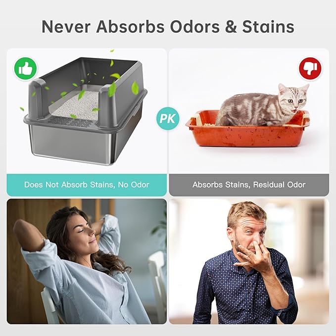 WoofiGo Enclosed Stainless Steel Cat Litter Box - Image 6