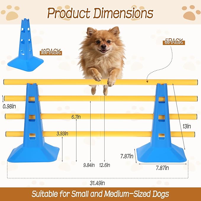 Dog Agility Hurdle Cone Set, Dog Agility Course Backyard Set - Image 3