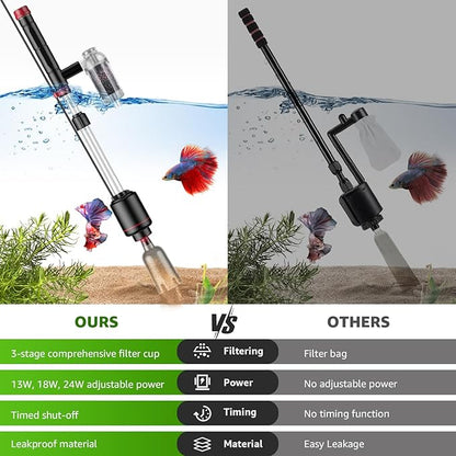 Electric Aquarium Vacuum Gravel Cleaner: 24W Fish Tank Vacuum Gravel Cleaner - Image 8