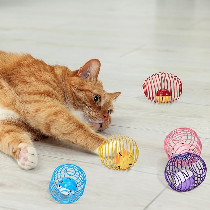 Jecery 25 Pcs Cat Spring Balls Toys Stretchable Rolling Balls Colorful Playful - Image 7