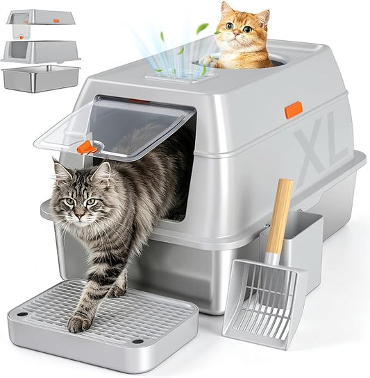 Extra Large Stainless Steel Litter Box by Tevila