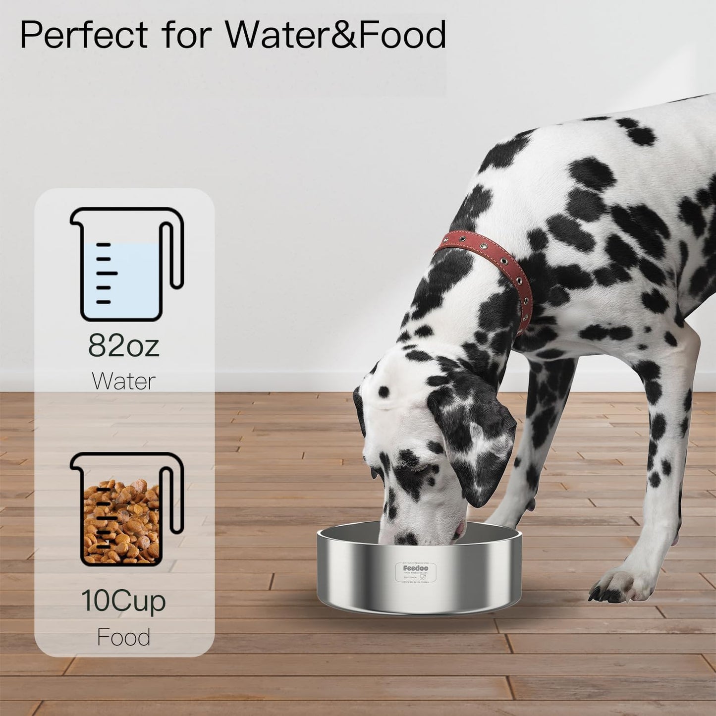 82oz Double Layers 304 Stainless Steel Dog Bowl - Insulated & Durable | Non-Slip Base | Easy to Clean | BPA-Free Safe Dog Food and Water Bowl