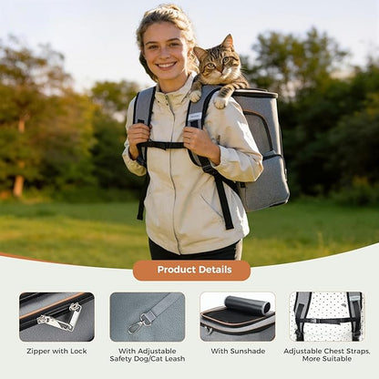 Large Cat Backpack Expandable Pet Carrier Backpack, Lekereise Dog Backpack - Image 5