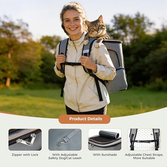 Lekereise Cat Backpack Expandable Pet Carrier Backpack - Image 5