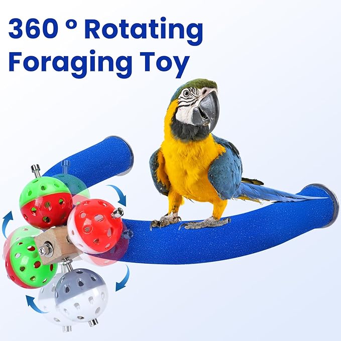 FrgKbTm U Shape Parrot Perch Stand Toy Bird Platform Sand Paw Grinding Clean - Image 2