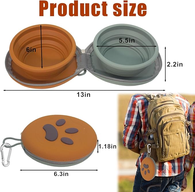 Collapsible Dog Bowls, 2-in-1 Silicone Pet Food and Water Bowl - Image 6