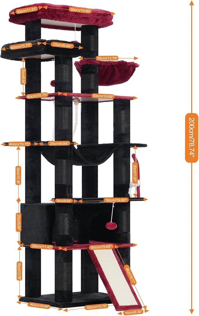 Heybly Tall Cat Tree, 78-inch Multi-Level Cat Tower - Image 3