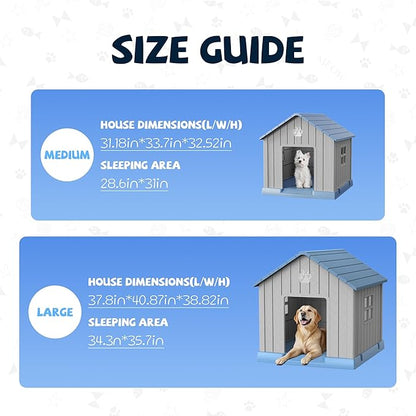 VIXZEN Dog House Outdoor, 31 Inches Weatherproof Resin Dog House Indoor Large - Image 4