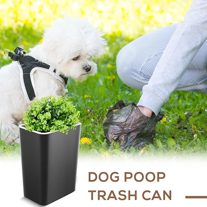 Jingmore Dog Poop Trash Can Outside 3.96 Gal/15 L Plant Styled Dog Waste Trash - Image 5