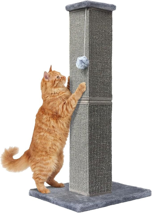Cat Scratching Post 32 Inch for Indoor Large Cats and Kitten, Nature Sisal Tall by YULOYI