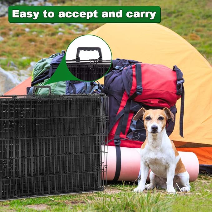 BestPet | Dog Crate | 42" | Black | Foldable Metal Kennel - Image 3